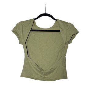 Edikted Green Open Back Top Short Sleeve Size Medium NWT
